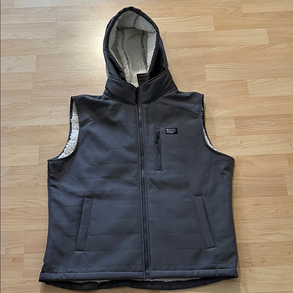 Matix Hooded Vest with Sherpa Lining Gray New